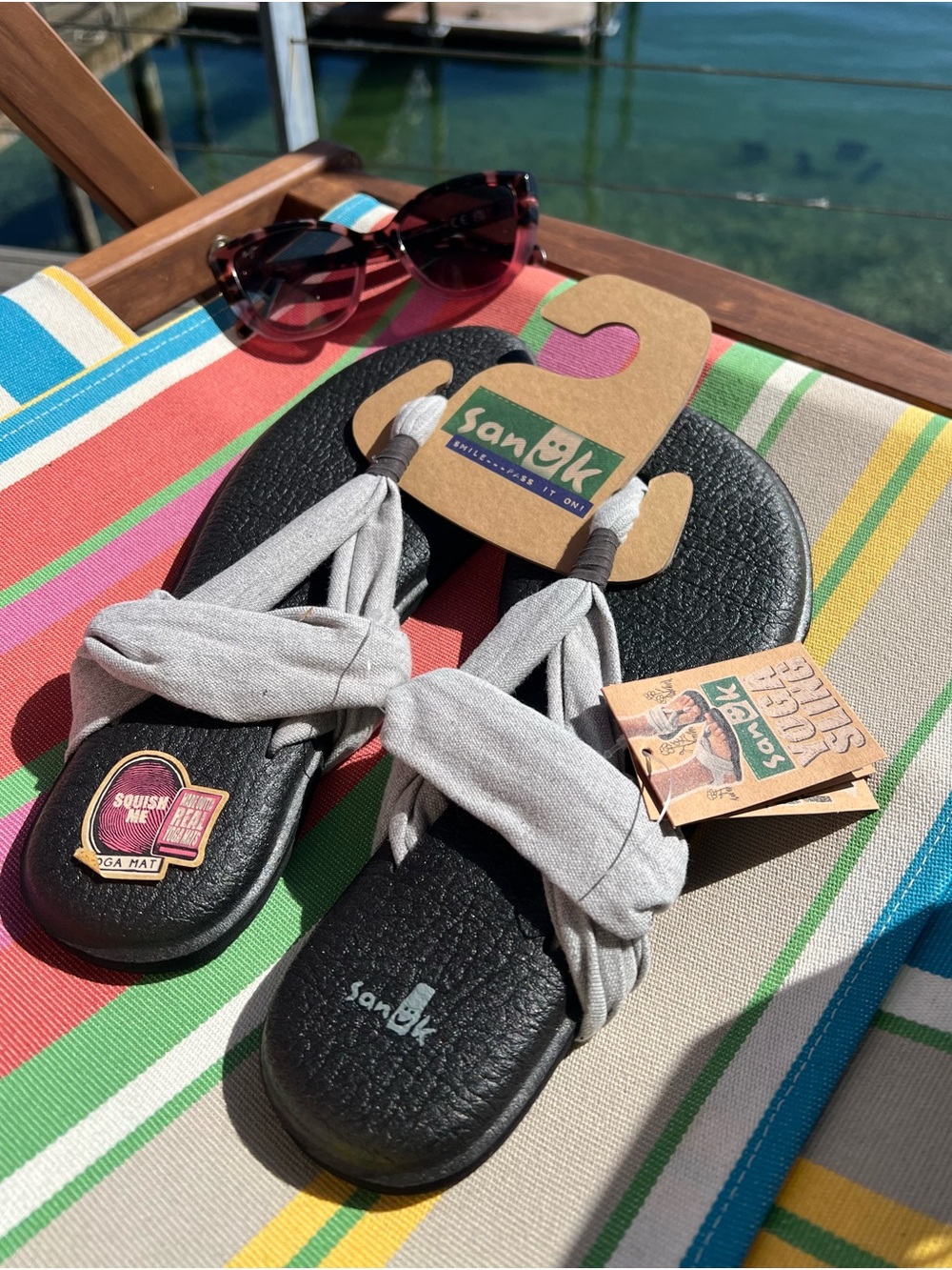 Sanuk Yoga Sling Sandals Gray Women’s Size 10 NWT Comfort Flip